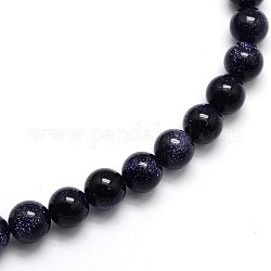 Synthetic Blue Goldstone Round Beads Strands, 6mm, Hole: 1mm, about 65pcs/strand, 15.5 inch