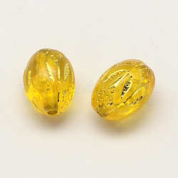 Plating Acrylic Oval Beads, Golden Metal Enlaced, Gold, 10x13mm, Hole: 2mm, about 720pcs/500g