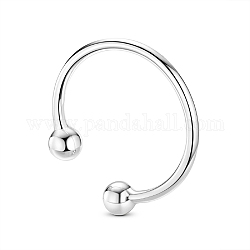 Shegrace semplici anelli per polsini torque in argento sterling placcato rodio, anelli aperti, platino, formato 925, 10mm