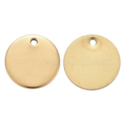 Placage ionique (ip) 304 breloques en acier inoxydable, estampage pendentif étiquette vierge, plat rond, or, 12x1mm, Trou: 1.4mm