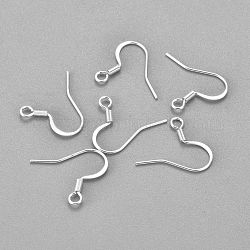 304 Stainless Steel French Earring Hooks, Flat Earring Hooks, Ear Wire, with Horizontal Loop, Silver, 17~18x16x1.5mm, Hole: 2.5mm, Pin: 0.8mm