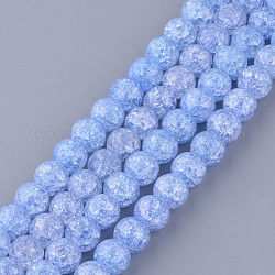 Crackle sintetico perle di quarzo fili, tondo, tinto, blu fiordaliso, 6mm, Foro: 1 mm, circa 66pcs/filo, 15.7 pollice