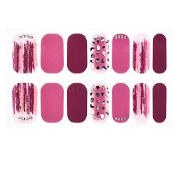 Cubierta completa nombre pegatinas de uñas, autoadhesivo, para decoraciones con puntas de uñas, rojo violeta medio, 24x8mm, 14pcs / hoja