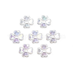 Transparentes bouchons acrylique de perles, de couleur plaquée ab , 4 pétales, fleur, clair, 6.5x6.5x2mm, Trou: 1.2mm