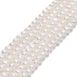 Hebras de perlas de agua dulce cultivadas naturales, patata, crema, 3~4x4~5x4~4.5mm, agujero: 0.5 mm, aproximamente 93~94 pcs / cadena, 14.57~14.65 (37~37.2 cm)