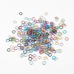 Aluminum Wire Open Jump Rings, Ring, Mixed Color, 18 Gauge, 10x1mm, Inner Diameter: 8mm, about 3200pcs/200g