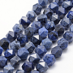 Chapelets perles en quartz dumortiérite naturel, étoiles coupées perles rondes, facette, 8~8.5mm, Trou: 1mm, Environ 48~50 pcs/chapelet, 14.9~15.1 pouce (38~38.5 cm)