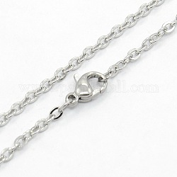 Unisex Casual Style 304 Stainless Steel Cable Chain Necklaces, with Lobster Claw Clasps, Stainless Steel Color, 23.7 inch(60.2cm)