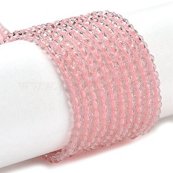 Chapelets de perles en verre transparente  , ronde à facettes, rose, 2x2mm, Trou: 0.6mm, Environ 184 pcs/chapelet, 14.49'' (36.8 cm)