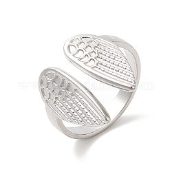 304 Stainless Steel Cuff Finger Rings, Wing Open Rings for Women, Stainless Steel Color, Inner Diameter: 17mm