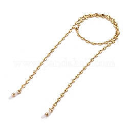 Eyeglasses Chains, Neck Strap for Eyeglasses, with 304 Stainless Steel Coffee Bean Chains, Lobster Claw Clasps and Rubber Loop Ends, Golden,  29.53 inch(75cm)