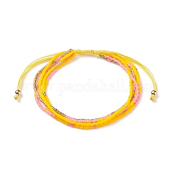 Регулируемые браслеты из плетеных стеклянных бусин, многожильные браслеты для женщин, желтые, внутренний диаметр: 2~3-1/8 дюйм (5~8 см)