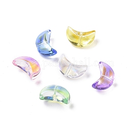Transparent galvanisieren Glasperlen, ab Farbe plattiert, Mond, Mischfarbe, 14x9x6.5 mm, Bohrung: 1.2 mm