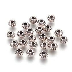 Perline in lega stile tibetano, rondelle, cadmio & nichel &piombo libero, argento antico, 6x4.5mm, Foro: 1.5 mm