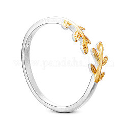 Манжеты shegrace Fashion 925 из стерлингового серебра, открытые кольца, с настоящими 24k позолоченными листьями, 17 мм