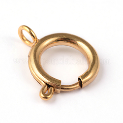 Ионное покрытие (ip) 304 застежка с пружинным кольцом из нержавеющей стали, золотые, 22x20x3 мм, отверстие : 3 мм