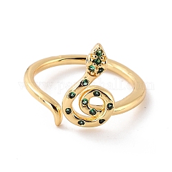 Anelli per polsini in zirconia cubica con serpente a spirale, vero anello aperto placcato oro 18k,  cadmio& piombo libero, verde, misura degli stati uniti 6 1/2 (16.9mm)