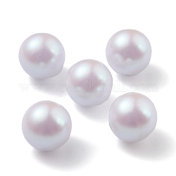 Perles en plastique pompons, perle d'imitation, foré central, ronde, bleu acier clair, 9.5~10mm, Trou: 1.2mm