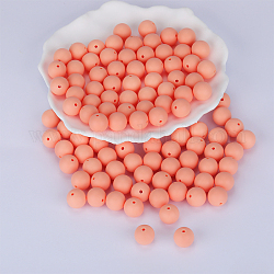 Perles focales rondes en silicone, perles à mâcher pour les jouets de dentition, Diy soins infirmiers colliers faisant, saumon clair, 15mm, Trou: 2mm