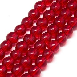 Glass Beads Strands, Round, Red, about 6mm in diameter, hole: 1mm, about 50pcs/strand, 13 inch