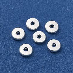 Perline di distanziatore in ottone, disco, placcati argento 925 euro, 5x1.2mm, Foro: 1.5 mm
