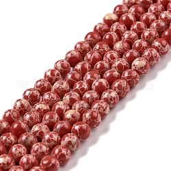 Fili di perle di diaspro imperiale sintetico, tinto, tondo, rosso, 6mm, Foro: 1.2 mm, circa 65pcs/filo, 14.76 pollice ~ 14.96 pollici (37.5 cm ~ 38 cm)