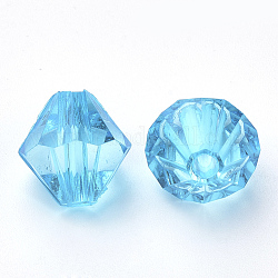 Perline acrilico trasparente, bicono, cielo blu profondo, 10x10mm, Foro: 2.5 mm, circa 1323pcs/500g