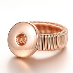 Adjustable Brass Finger Ring Components Snap Fastener Settings, Rose Gold, 18mm, Snap: 19mm, Half Hole: 6x4mm, fit Snap Buttons in 5~6mm Knob