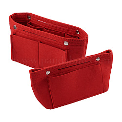 Bolsas cosméticas con cremallera de lona de fieltro personalizadas, Rectángulo, rojo, 15.1x31x9 cm, desplegar: 15.1x22x9.4 mm