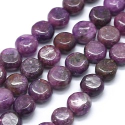 Fili di perle di pietra mica naturale di lepidolite / viola, perle di spodumene, rotondo e piatto, 8x4.5mm, Foro: 1 mm, circa 52pcs/filo, 15.9 pollice (40.5 cm)