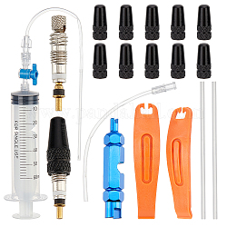 OLYCRAFT 20pcs Cycling Syringe Kit Sealant Injector Syringe Set Bicycle Tubeless Tire Sealant Injector with Switch Presta Tyre Valve Caps Bicycle Tire Levers Bike Tire Repair Valve Removal Tool Kit