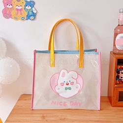 Plastic Shoulder Bags, Rectangle Women Handbags, with Animal Pattern, Rabbit Pattern, 25.6x30.5x14.5cm