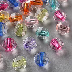 Perles en acrylique transparente, ronde, facette, couleur mixte, 9.5x10x9mm, Trou: 2mm, environ 1000 pcs/500 g