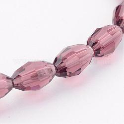 Glass Beads Strands, Faceted, Oval, Pale Violet Red, about 4mm wide, 6mm long, hole: 1mm, 72pcs/strand, 17 inch