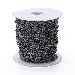 Chaînes de câble de fer, non soudée, avec bobine, ovale, sans plomb et sans nickel, gunmetal, 5x4x1mm, environ 164.04 pied (50 m)/rouleau