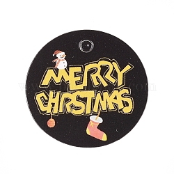 紙ギフトタグ  hange tags  美術工芸用  クリスマスのために  単語メリークリスマスとフラットラウンド  カラフル  30x0.3mm  穴：3mm
