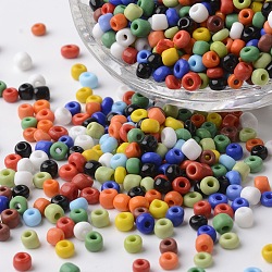 6/0 colores opacos abalorios de la semilla de cristal redondo, color mezclado, 4x2.5mm, agujero: 1 mm, aproximamente 6500 unidades / 450 g