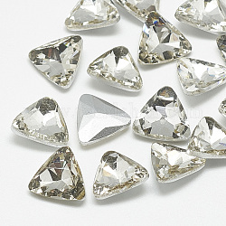 Similistein Cabochons Glas Strass, zurück vernickelt, facettiert, Dreieck, Kristall, 13x14x4.5 mm