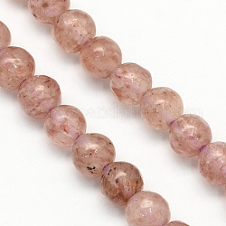 Natural Strawberry Quartz Round Beads Strands, 8.5mm, Hole: 1.2mm, about 47pcs/strand, 15.5inch