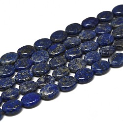 Natürlicher Lapislazuli Perlenstränge, Oval, 10x8x3.5~4 mm, Bohrung: 0.6 mm, ca. 41 Stk. / Strang, 15.75'' (40 cm)