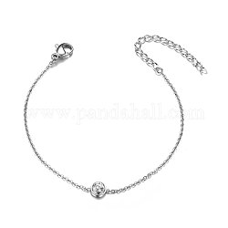 Shegrace simple elegante pulsera de plata de ley 925 chapada en rodio, con circonita cúbica aaa redonda (estilo aleatorio de extensores de cadena), Platino, 150mm