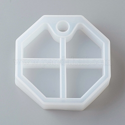 DIY 4 Compartments Octagon Layered Rotating Storage Box, Silicone Molds, for Epoxy Resin UV Resin Jewelry Making, White, 108x108x27.2mm, Fit for 15mm Plastic Stick, Inner Size: 41x41mm