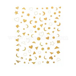 Calcomanías de uñas 3d estrella metálica luna corazón pegatinas, arte de diseño de uñas autoadhesivo, para uñas uñas de los pies puntas decoraciones, patrón geométrico, 101x78.5mm