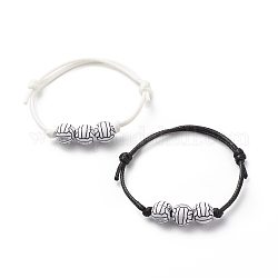 2pcs 2 couleurs bracelet en perles acryliques sur le thème du sport, bracelets réglables en cordon de polyester pour hommes femmes, modèle de volley-ball, diamètre intérieur: 1-7/8~3-1/4 pouce (4.7~8.3 cm), 1 pc / couleur