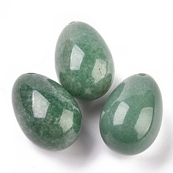 Естественный зеленый авантюрин подвески, пасхальное яйцо камень, 39.5x25x25 мм, отверстие : 2 мм