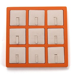 Resin Artificial Marble Finger Rings Display Tray, with 9 Grids PU Leather Holder, Jewelry Storage Box, Rectangle, Antique White, 15.5x15.5x1.5cm, Square: 42x42mm