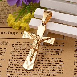 Ion Plating(IP) 304 Stainless Steel Crucifix Cross Pendants, For Easter, Golden, 29~30x45~48x4.5mm, Hole: 7x10mm