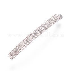 Perles de zircone cubique micro pave en Laiton, Tube, clair, platine, 38x4x3mm, Trou: 1.5mm