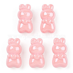 Perles acryliques opaques, lapin, rose, 23x12x11.5mm, Trou: 3mm