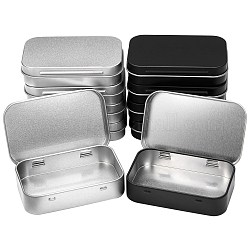 10 Stück 2 Farben Weißblechbox, Vorratsbehälter für Schmuckperlen, mit Deckel, Rechteck, Metallgrau und Platin, 9.5x6x2.2 cm, 5 Stk. je Farbe